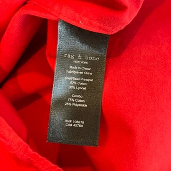 Rag & Bone Arrow Red Button Front Garment Dyed Shirt Men's Large Cotton Blend - Picture 6 of 9